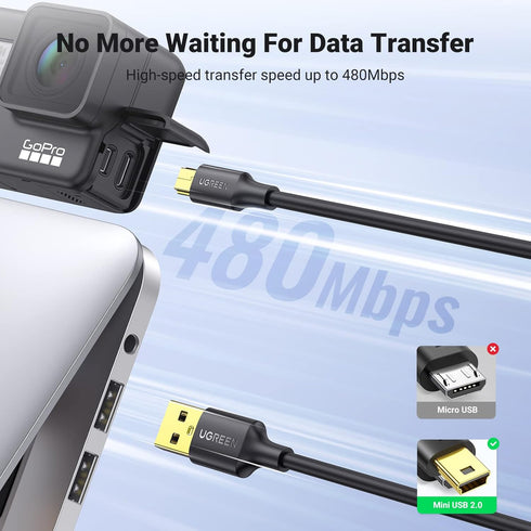 UGREEN Mini USB Cable 10 FT,USB Mini Cable Mini USB 2.0 Cable,USB Mini B Cord Mini USB Charger Cable Compatible with Garmin Nuvi GPS,SatNav,Dash C...