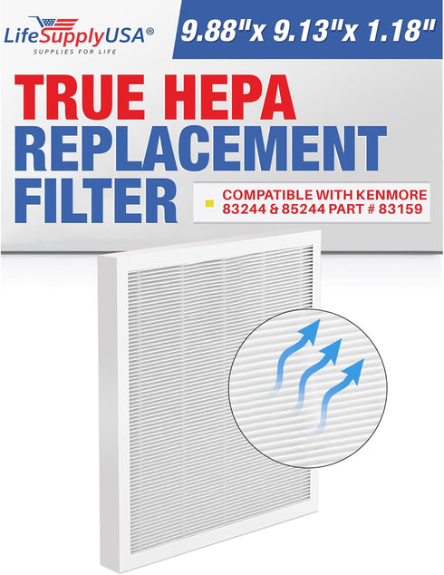 LifeSupplyUSA True HEPA Filter Replacement Compatible with Kenmore 83244 & 85244 Part # 83159 Air Purifiers...