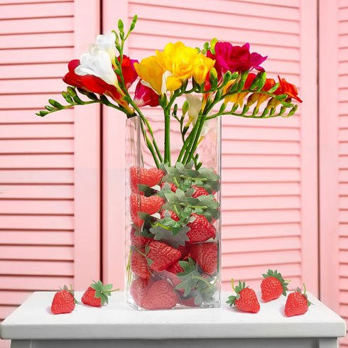VIDELLY 20 Pieces Artificial Strawberries Fake Strawberries Lifelike Red Realistic Plastic Fruit for Kitchen Party Decoration Photo Prop,S Size...