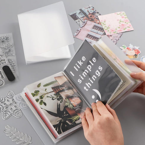 80Pages/ 2Set A6 Clear Stamps Storage Embossing Folder Storage Photo Storage Album Seal Bags Storage Keeper Cards Folder Storage Bag for DIY Scrap...