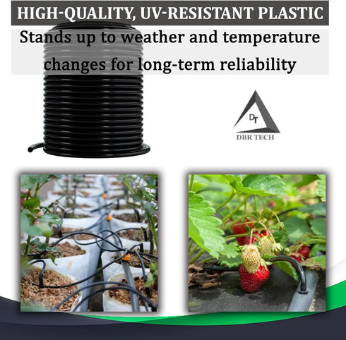1/4 Drip Irrigation Tubing, 50 Feet, Flexible PVC Plastic Drip Irrigation Hose for Gardening, Misting, Hydroponics and DIY Landscape Garden Projec...