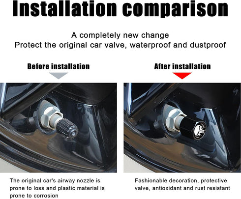 4 Pack Car Valve Stem Caps, Skull Tire Air Valve Caps for Car, Universal Tire Wheel Rim Dust Covers (Black & White)...