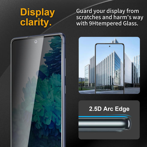 3 Pack Privacy Screen Protector for Samsung Galaxy S20 FE With 3 Pack Camera Lens Protector, Anti Spy Tempered Glass 9H Hardness, Black Protector ...