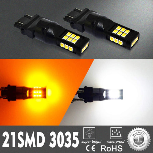 Alla Lighting T25 3157 LED Switchback Bulbs Dual Color White/Amber Turn Signal Lights 3457NA 4157NA 3157A 3757NAK 4057 Extremely Super Bright 3035...