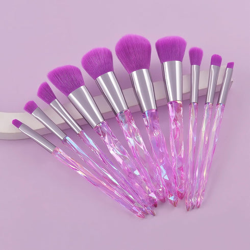 Kingtree Makeup Brush Set, 10PCS Crystal Makeup Brushes Premium Synthetic Foundation Powder Concealer Eye Shadow Blush Makeup Brushes Set, Profess...