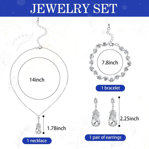 Jadive 4 Pcs Clutch Purses Bag for Women Evening Rhinestone Jewelry Set Bling Necklace Earrings Bracelet for Prom...