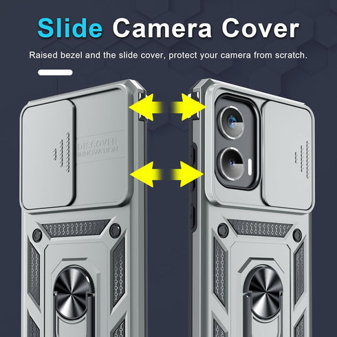 for Motorola Moto G Stylus 5G 2024 Case Built in Slide Camera Lens Cover+Screen Protector+Finger Ring Holder Kickstand,Heavy Duty Shockproof Full ...
