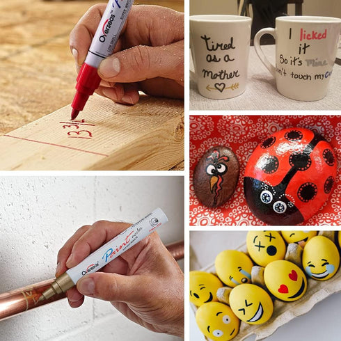 Permanent Paint Markers Pens - 3 Pack White Oil Based Paint Pens, Medium Tip, Quick Drying and Waterproof Marker Pen for Metal, Rock, Wood, Fabric...