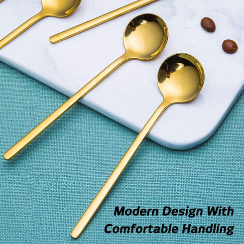 Pack of 6, Gold Plated Stainless Steel Espresso Spoons,lyfLux Mini Teaspoons Set for Coffee Sugar Dessert Cake Ice Cream Soup Antipasto Cappuccino...