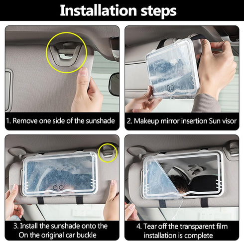 Car Visor LED Vanity Mirror, Rechargeable LED Makeup Mirror with 3 Light Modes & 62 LEDs,Car Mirror with Dimmable Touch Screen, Rear View Sun-Shad...