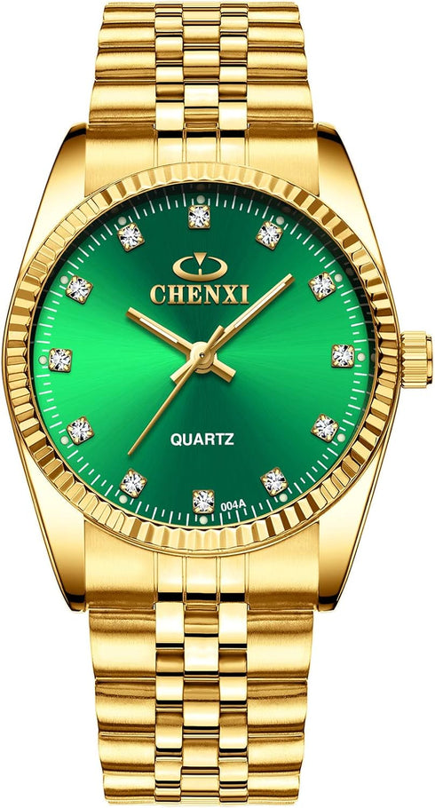 DREAMING Q&P Fq-043 Classic Golden Stainless Steel Male Female Crystals Quartz Wrist Watches for Man Woman Gold...