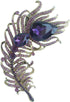 Zeepoffine 4.33" Rhinestone Crystal Peacock Feather Brooch Pin Pendant BZ5038 (Gold-Tone Purple)...