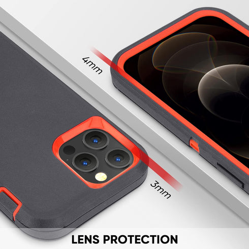 MAXCURY Case for iPhone 12, iPhone 12 Case, Heavy Duty Shock Absorption Full Body Protective Silicone Rubber with Hard PC Phone Case Cover for Gir...