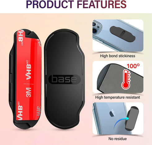 3PCS Adhesive Base for Pops Wallet+, Detachable Sticky Plastic Part Strips Replacement for Socket Wallet Plus & Wallet Case Back with Extra 3Pack ...