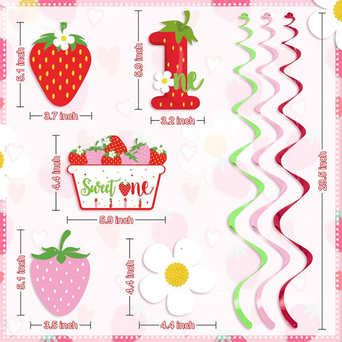 Strawberry 1st Birthday Party Hanging Swirls Decor, Fruit Strawberry Party Hanging Streamers for Strawberry Sweet One Birthday Girls Berry Sweet T...