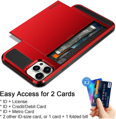 Vofolen Compatible with iPhone 12 Pro Case Wallet 5G Cover Credit Card Holder ID Slot Sliding Back Pocket Anti-Scratch Dual Layer Protective Compa...