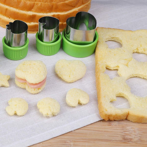 Vegetable Cutters Shapes Set, 20pcs Stainless Steel Mini Cookie Cutters, Vegetable Cutter and Fruit Stamps Mold + 20pcs Cute Cartoon Animals Food ...
