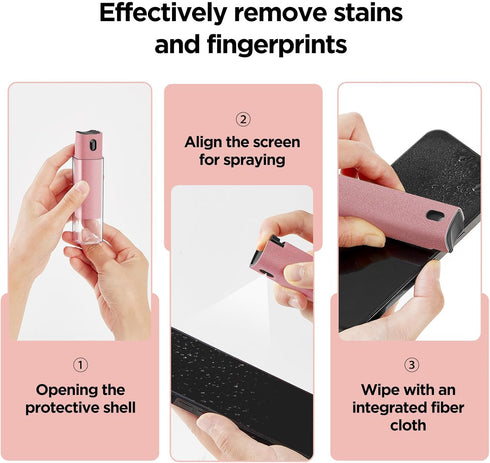 YTT Screen Cleaner, All-in-One Spray & Wipe Cleaner, with Transparent Protective Shell for All Phones, Laptop and Tablet Screens (Pink)...