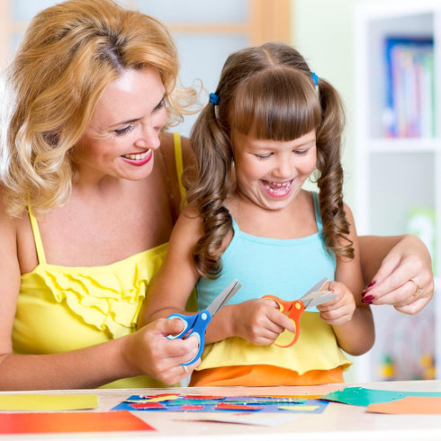 6 Inch Left/Right Handed Kids Scissors, Safety Blunt Tip Toddler Scissors Stainless Steel Blade Scissors with Cover for Children Teacher School Cr...