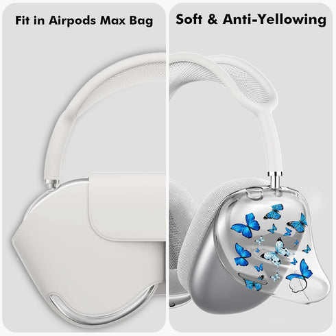 Compatible with AirPod Max Case Cover,Cute Unique Butterfly Cartoon Pattern Design Headphone Case,Clear TPU Skin Case Anti-Scratch Shockproof Prot...