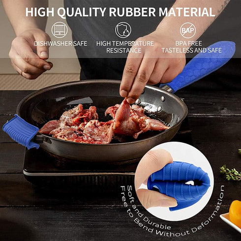 Silicone Hot Pan Handle Holder, 3Pcs Heat Resistant Non Slip Rubber Pot Handle Covers for Cast Iron Skillet Griddles Metal Frying Pans Kitchen Coo...