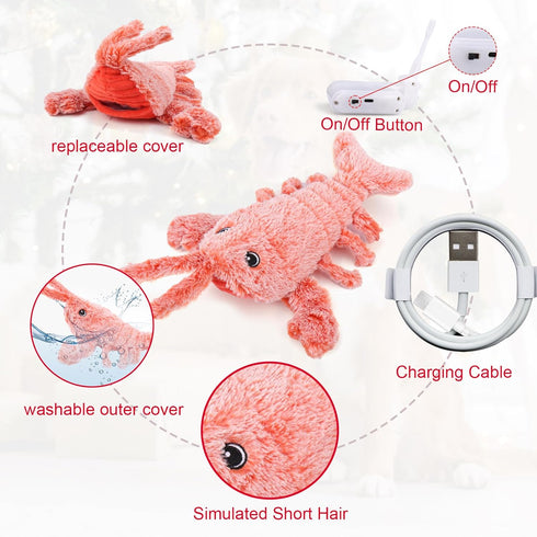 Mity rain Interactive Dog Toys, Wiggly Lobster Dog Toy to Keep Them Busy, Moving Dog Toys for Indoor&Outdoor, Rechargeable Floppy Pet Toys for Sma...