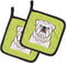 Caroline's Treasures BB1282PTHD Checkerboard Lime Green White English Bulldog Pair of Pot Holders Kitchen Heat Resistant Pot Holders Sets Oven Hot...