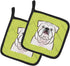 Caroline's Treasures BB1282PTHD Checkerboard Lime Green White English Bulldog Pair of Pot Holders Kitchen Heat Resistant Pot Holders Sets Oven Hot...