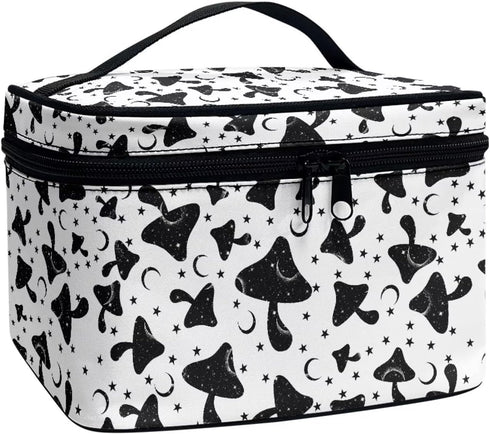 Gothic Mushroom Makeup Bag Large Opening Design Makeup Bag Cosmetic Organizer Storage Case Makeup Organizer Bag for Travel with Makeup Brushes Com...