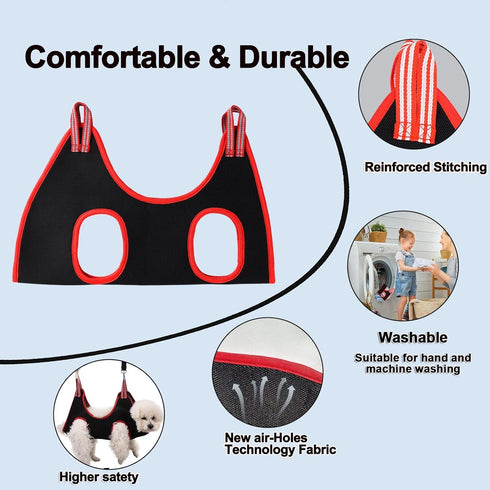Dog Grooming Hammock Harness,Breathable Pet Cat Hammock Restraint Bag,Dog Grooming Sling Helper for Trimming Nail and Ear/Eye Care(S Size,8.5")...