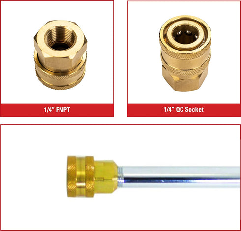 Simpson Cleaning 7100021 Replacement QC Socket for Pressure Washer Extension Wands Up to 4500 PSI, Brass, 1/4-Inch FNPT, Gold...