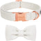 ARING PET Bowtie Dog Collar-Cotton White Dog Collar with Bow, Adorable Wedding Dog Collars Pet Collars Gifts with Metal Buckle...