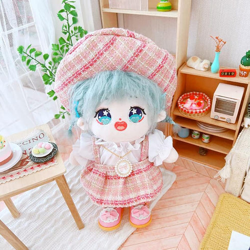 niannyyhouse Berets Suspender Skirt White Shirt Dressup 7.8in/20cm Plush Doll Clothes (Pink)...