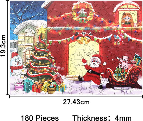 180 Pieces Christmas Puzzles for Kids Ages 4-10 Wooden Jigsaw Puzzles Unique Shape Irregular Small Animals and Plants A4 Size 10.83 * 7.68 inch?27...