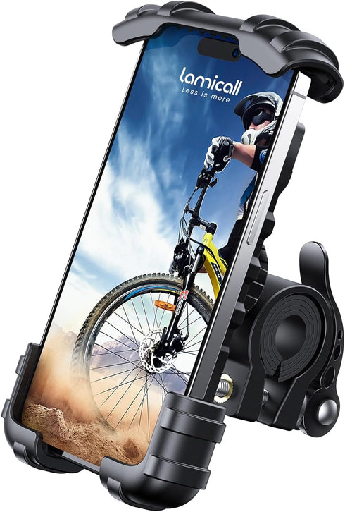 Lamicall Bike Phone Holder, Motorcycle Mount - Motorcycle Phone Holder, Handlebar Cell Phone Clamp, Scooter Phone Clip for iPhone 16 Pro Max/Plus,...