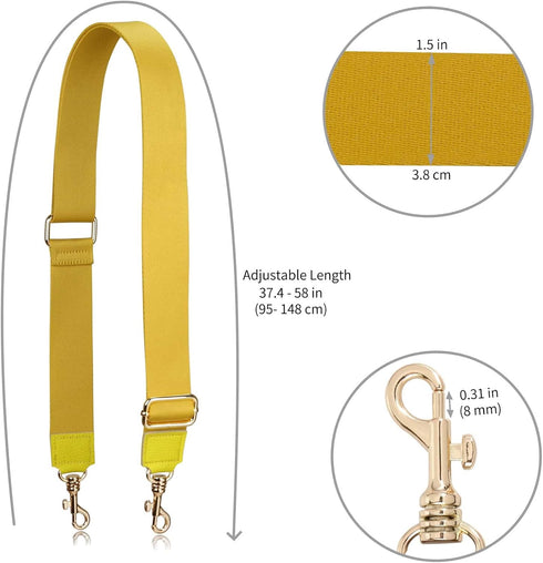 Allzedream Thick Purse Strap Wide Adjustable Replacement Crossbody Bag Handbag (Yellow-Leather tip)...