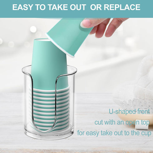 Bathroom Cup Dispenser 5 oz Countertop,2 Pack Mouthwash Cup Holder for Bathroom,PC Small Disposable Cup Holder for 5oz Paper Cups and Mouthwash Cu...