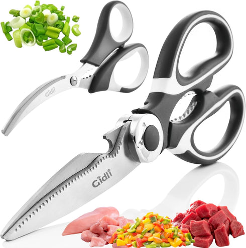 Kitchen Shears by Gidli - Liftime Replacement Warranty* - Includes Seafood Scissors As a Bonus - Heavy Duty Utility Stainless Steel All Purpose Ul...