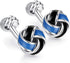 HONEY BEAR Twist Knot Cufflinks Steel for Mens Shirt Wedding Business Gift ,Blue and Black...