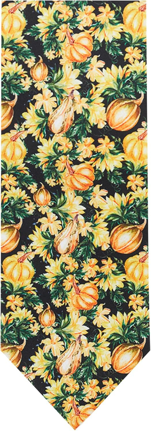 Jacob Alexander Men's Squash Pumpkin Fall Vegetable Plants Happy Thanksgiving Regular Neck Tie - Yellow Black...