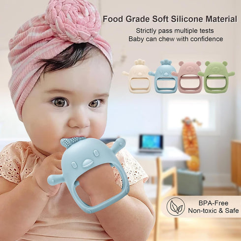 2 Pack Teething Toys, Silicone Teething Mitten for Babies, Baby Hand Teether, BPA Free Anti Dropping Wrist Mitts Hand Teethers for Toddler Infants...