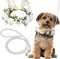 2 Pcs Dog Flower Collar Wedding and Leash Set Pearls for Dogs 120 cm 4 ft Pearls Beaded Dog Leash Dog Collar Bows for Wedding Adjustable for Mediu...