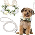 2 Pcs Dog Flower Collar Wedding and Leash Set Pearls for Dogs 120 cm 4 ft Pearls Beaded Dog Leash Dog Collar Bows for Wedding Adjustable for Mediu...