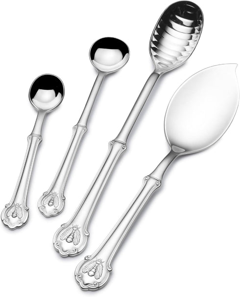 Wallace Napoleon Bee 4-Piece 18/10 Stainless Steel Assorted Spoon Set...