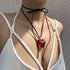 FunBoat Chunky Puffy Heart Necklace - Queen of Hearts Accessories - Big Glass Heart Goth Choker Pendant Necklace for Girls Teens Women...