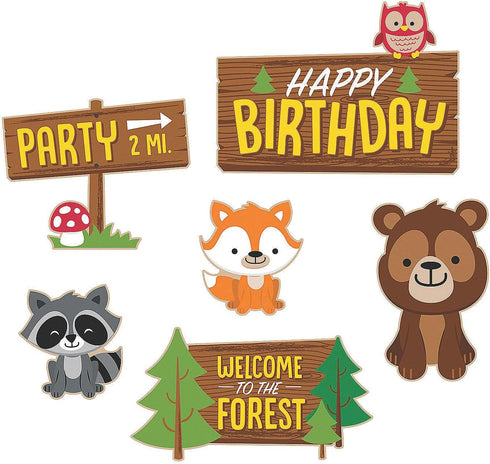 Fun Express - Woodland Party Cutouts for Birthday - Party Decor - Wall Decor - Cutouts - Birthday - 6 Pieces...