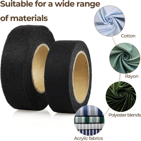 PLANTIONAL 2 Rolls Iron on Hem Tape, Fabric Fusing Hemming Tape - 1 Inch x 22 Yards Light and Medium Weight Black Adhesive Web, No Sewing Required...