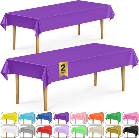 DecorRack 2 Rectangular Tablecloths BPA-Free Plastic, 54 x 108 inch, Dining Table Cloth, Rectangle Table Cover for Parties, Picnic, Camping and Ou...