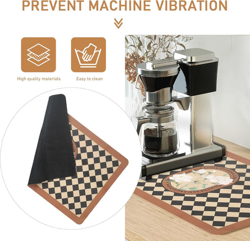 Coffee Mat, Coffee Bar Mat for Countertop Mat for Coffee Station Bar Mat, Dish Drying Mat for Kitchen Counter Drying Mat, Under Coffee Maker Espre...