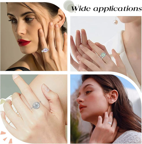 SUNNYCLUE 40Pcs DIY 20 Sets Ring Blanks Adjustable Ring Base Blank Stainless Steel Ring Bezels Round Glass Cabochons Finger Ring Cabochon Settings...